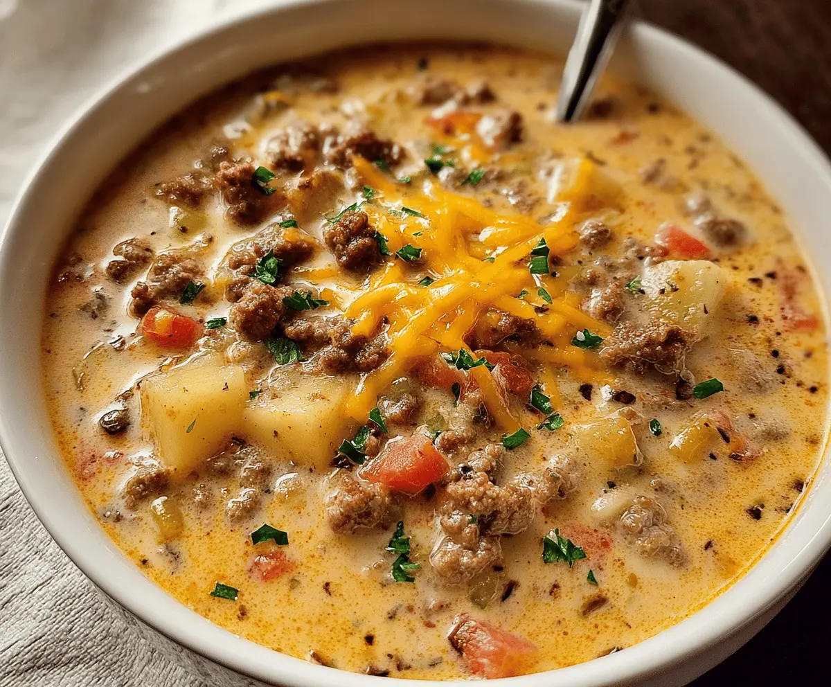 Easy Cheeseburger Soup Recipe for Busy Nights