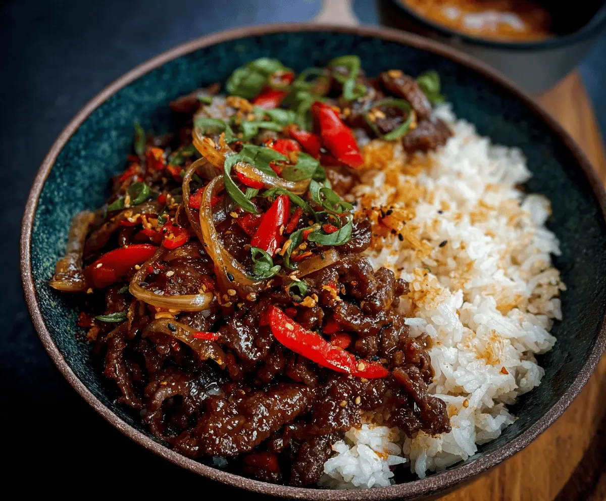 Easy Crispy Chilli Beef with Rice Recipe