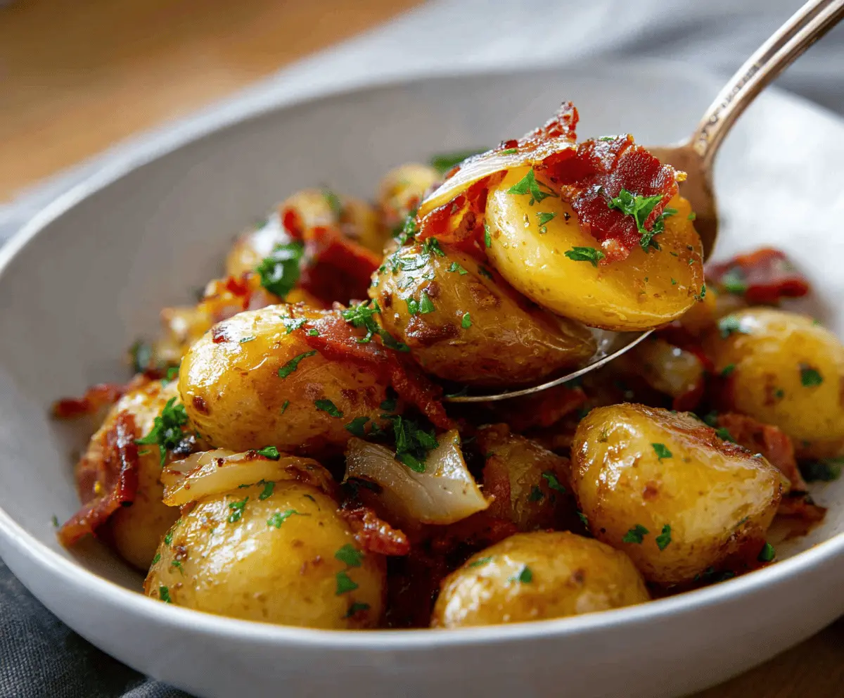 Baby Potatoes With Onion And Bacon