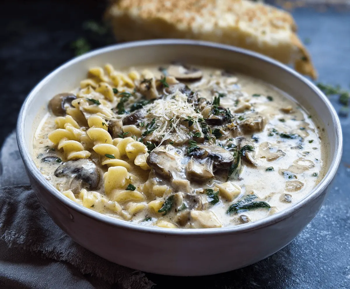 Creamy Mushroom Lasagna Soup