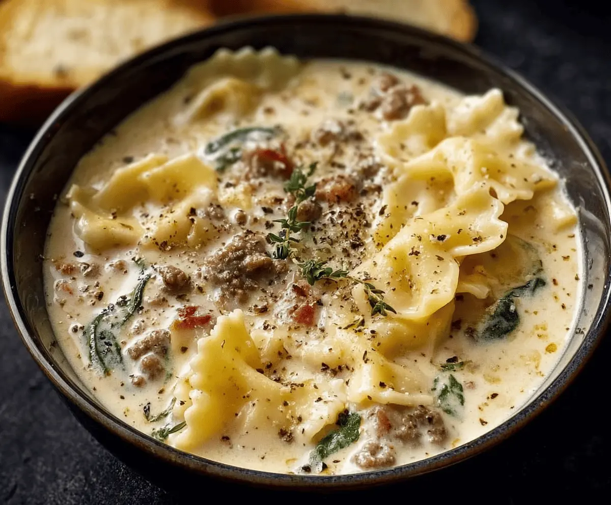 One-Pot Creamy Alfredo Lasagna Soup