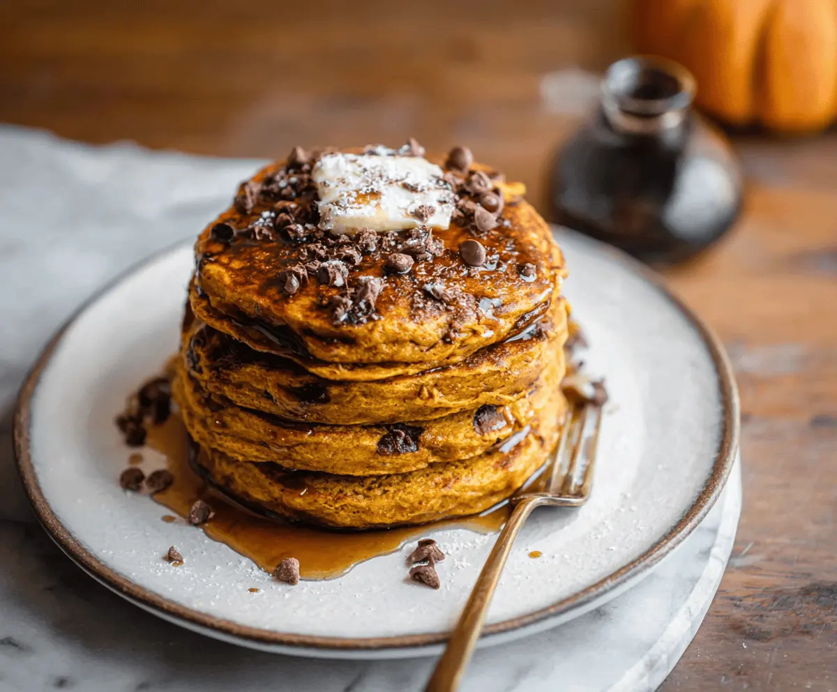 Spiced Pumpkin Chocolate Chip Pancakes