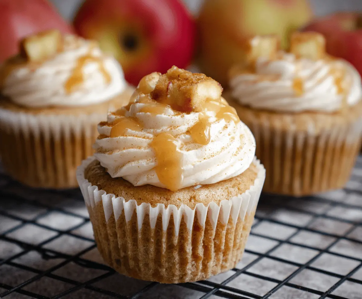 Delicious apple pie cupcakes with cinnamon and flaky crust, perfect for dessert.