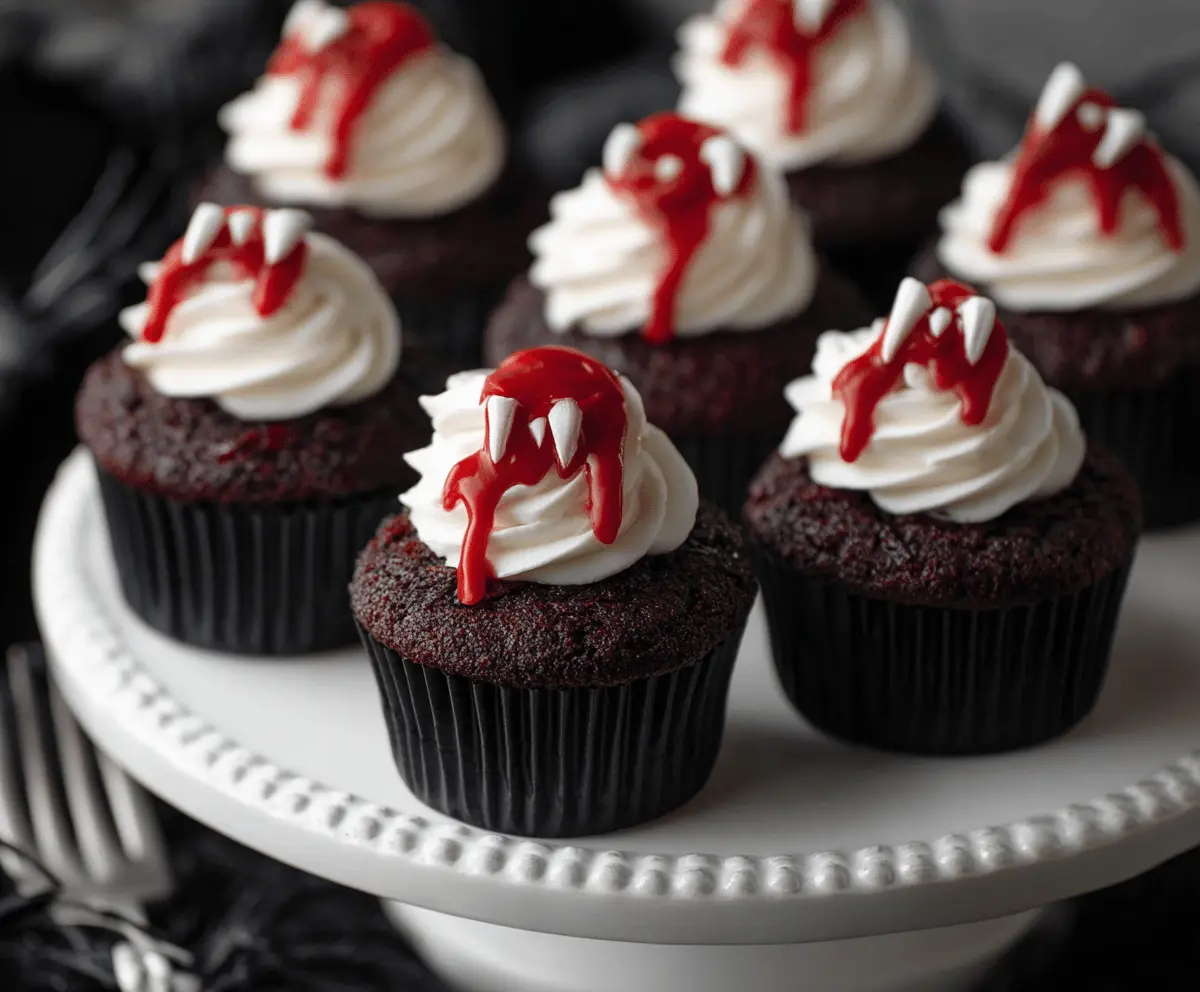 Halloween Vampire Bite Cupcakes