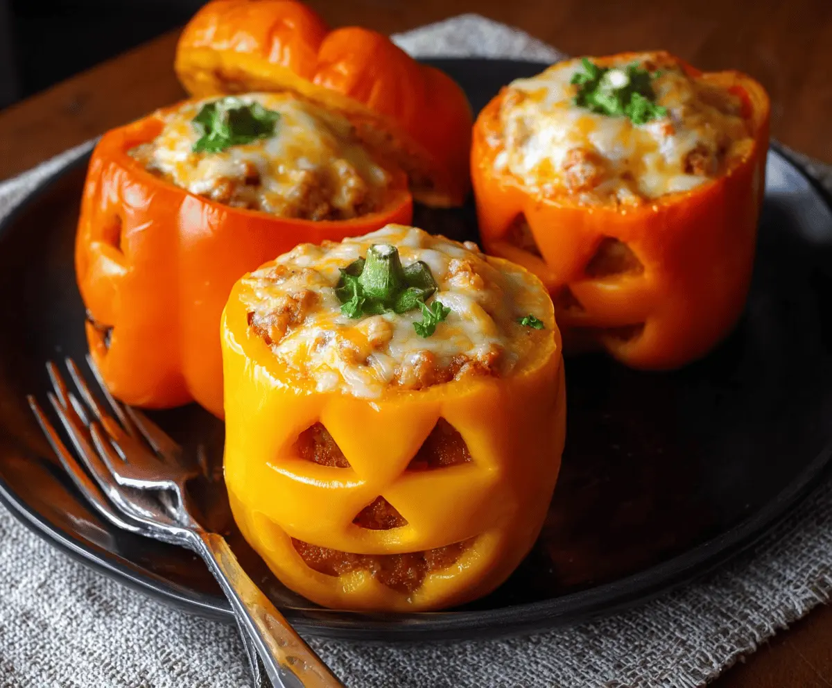 Jack-O’-Lantern Stuffed Peppers