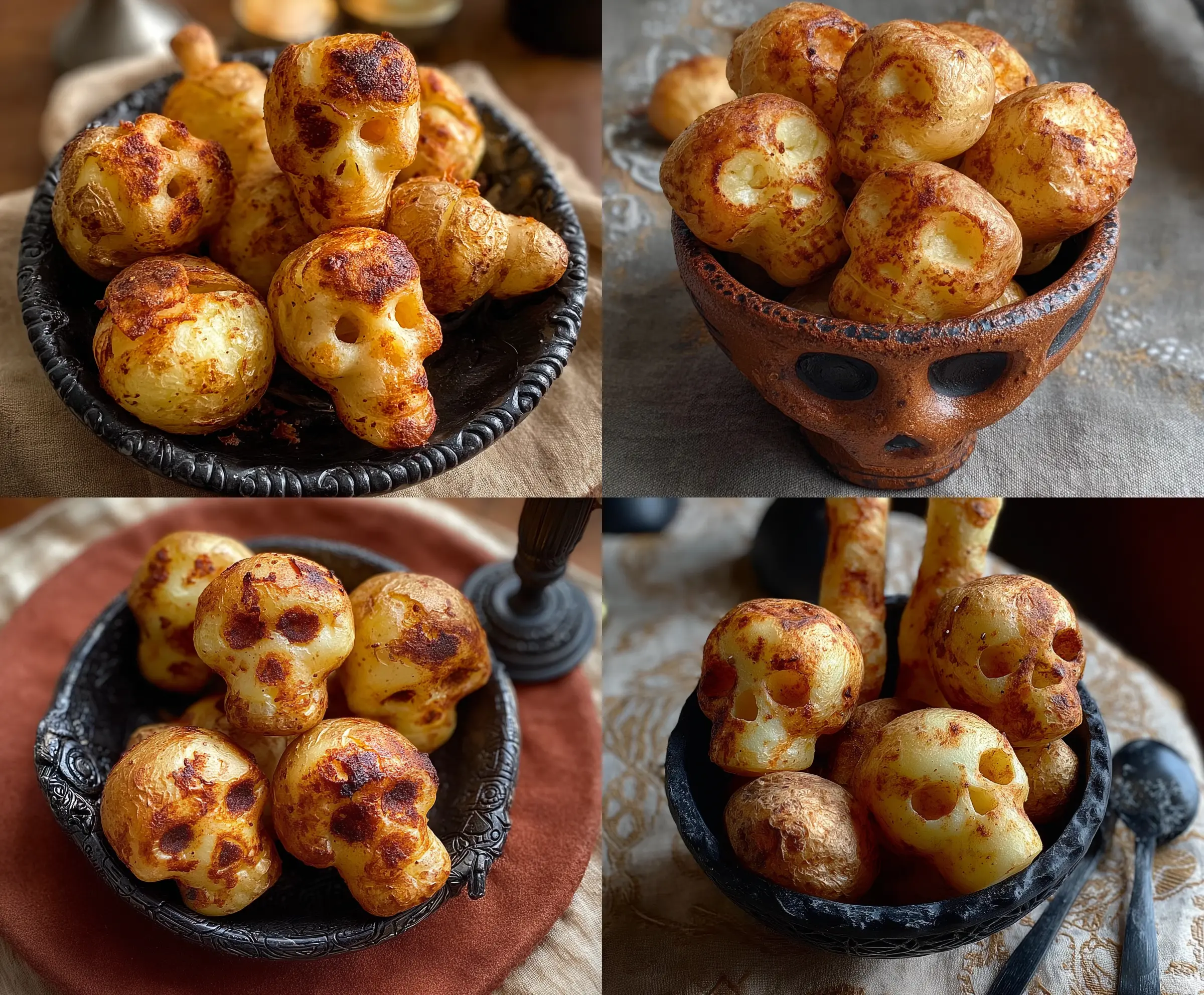 Skull Potatoes with Bone Breadsticks
