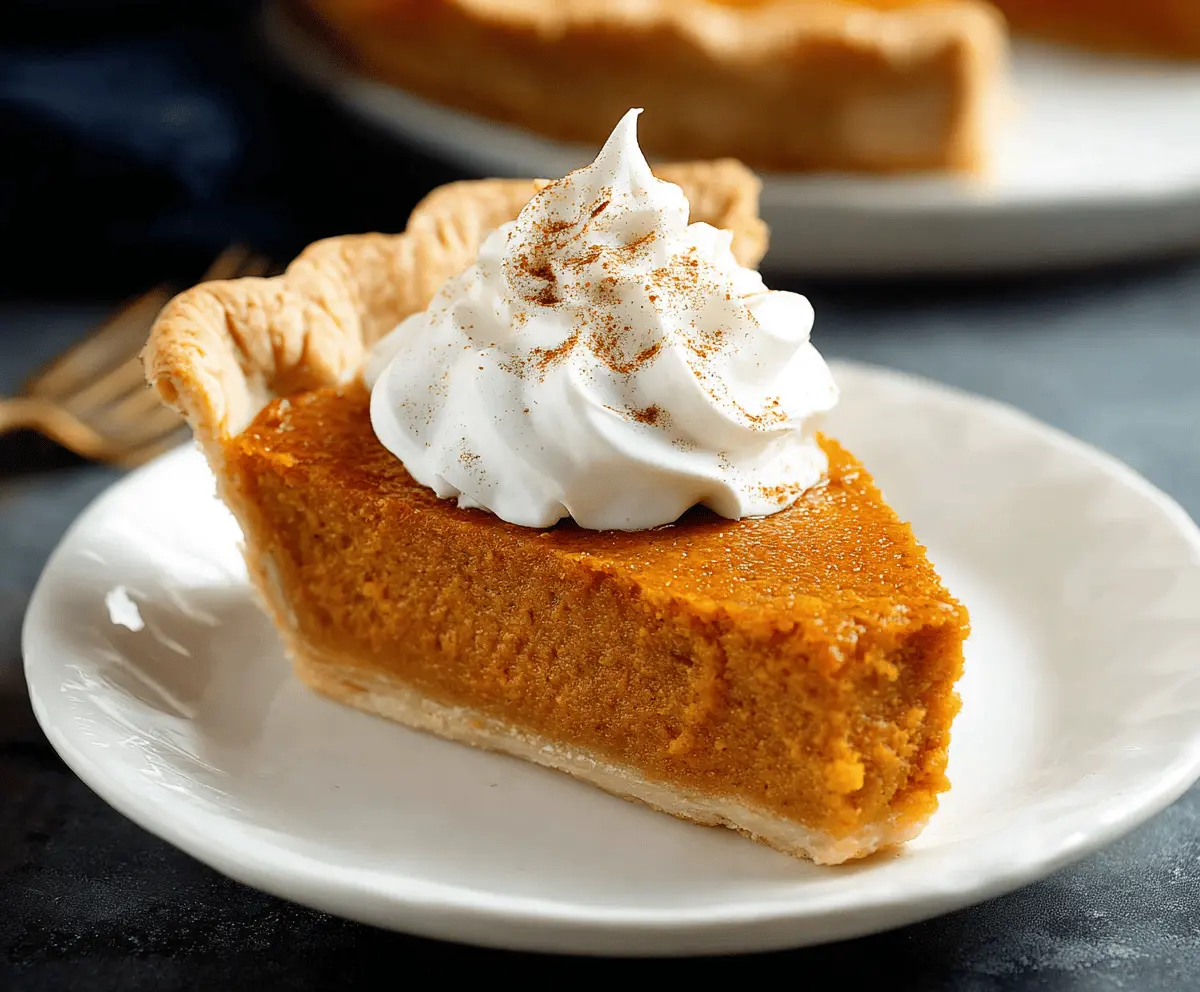 Delicious homemade sweet potato pie topped with whipped cream and cinnamon, served on a rustic plate for a comforting dessert.