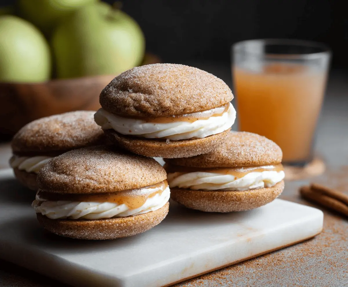 Delicious Apple Cider Whoopie Pies with creamy filling and spiced apple flavor