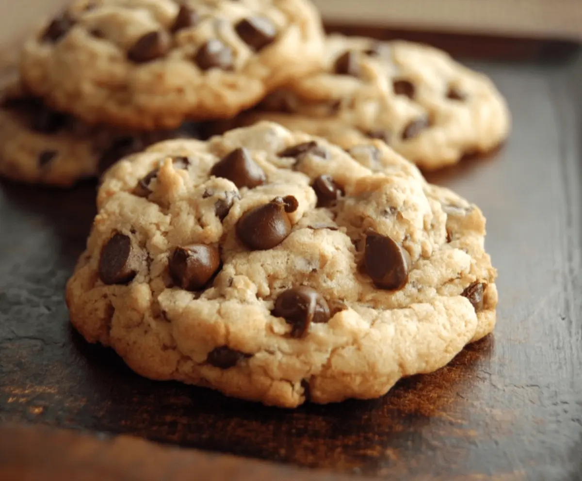 Delicious homemade Bill's chocolate chip cookies fresh out of the oven.