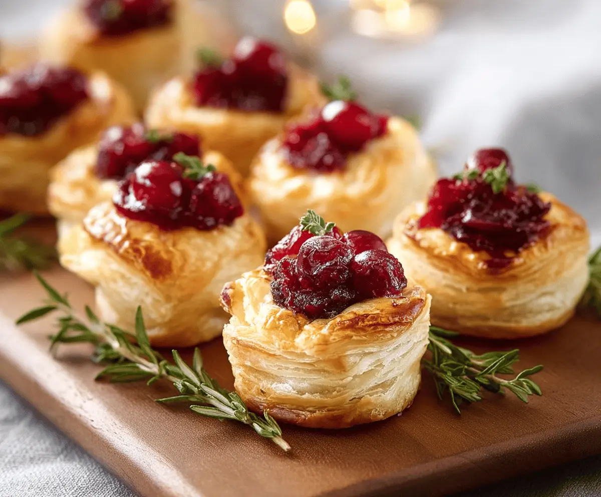 Delicious Brie and Cranberry Puffs with golden flaky crust and savory filling for holiday appetizers.