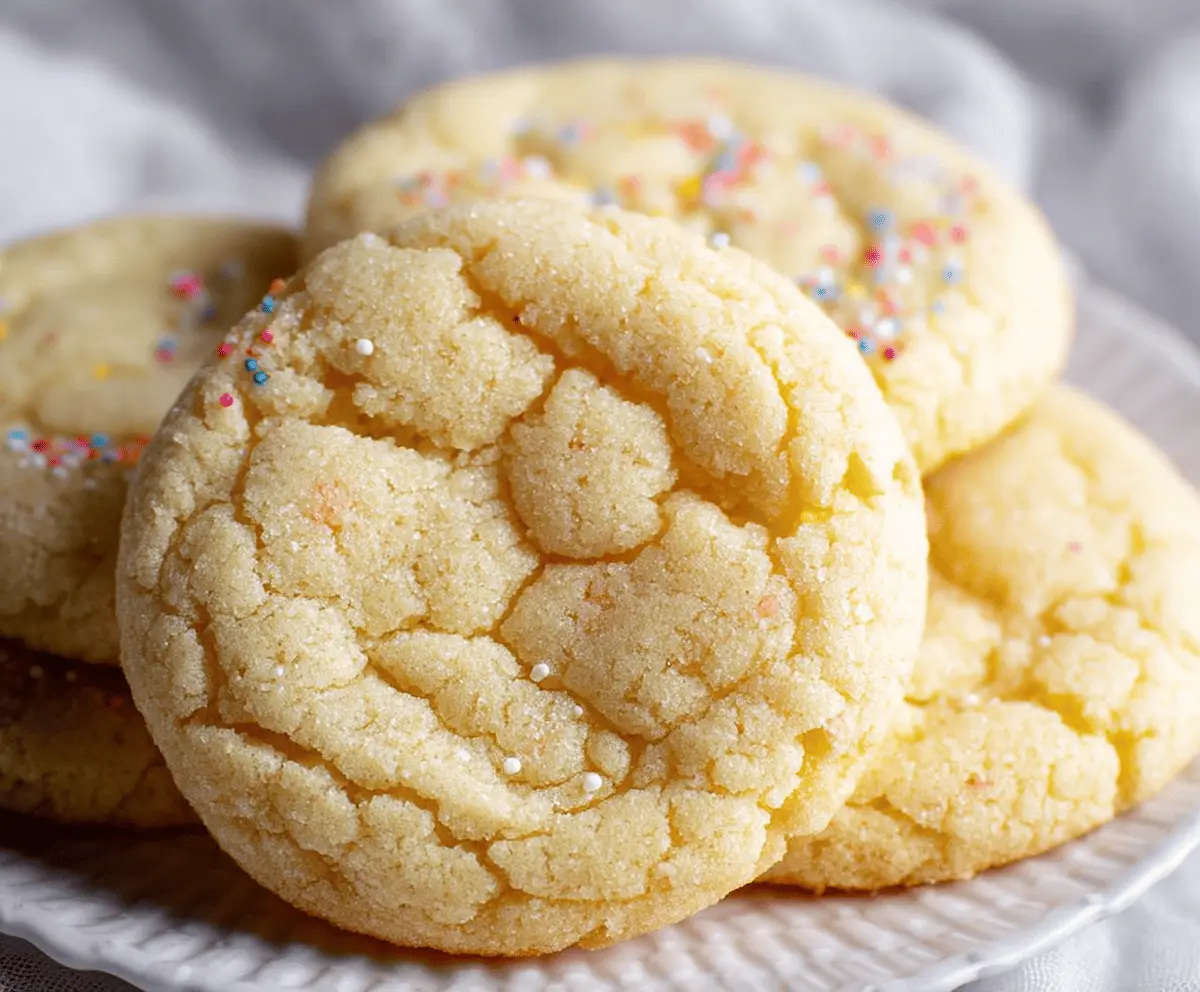 Delicious chewy drop sugar cookies with a golden-brown exterior and soft interior on a baking tray