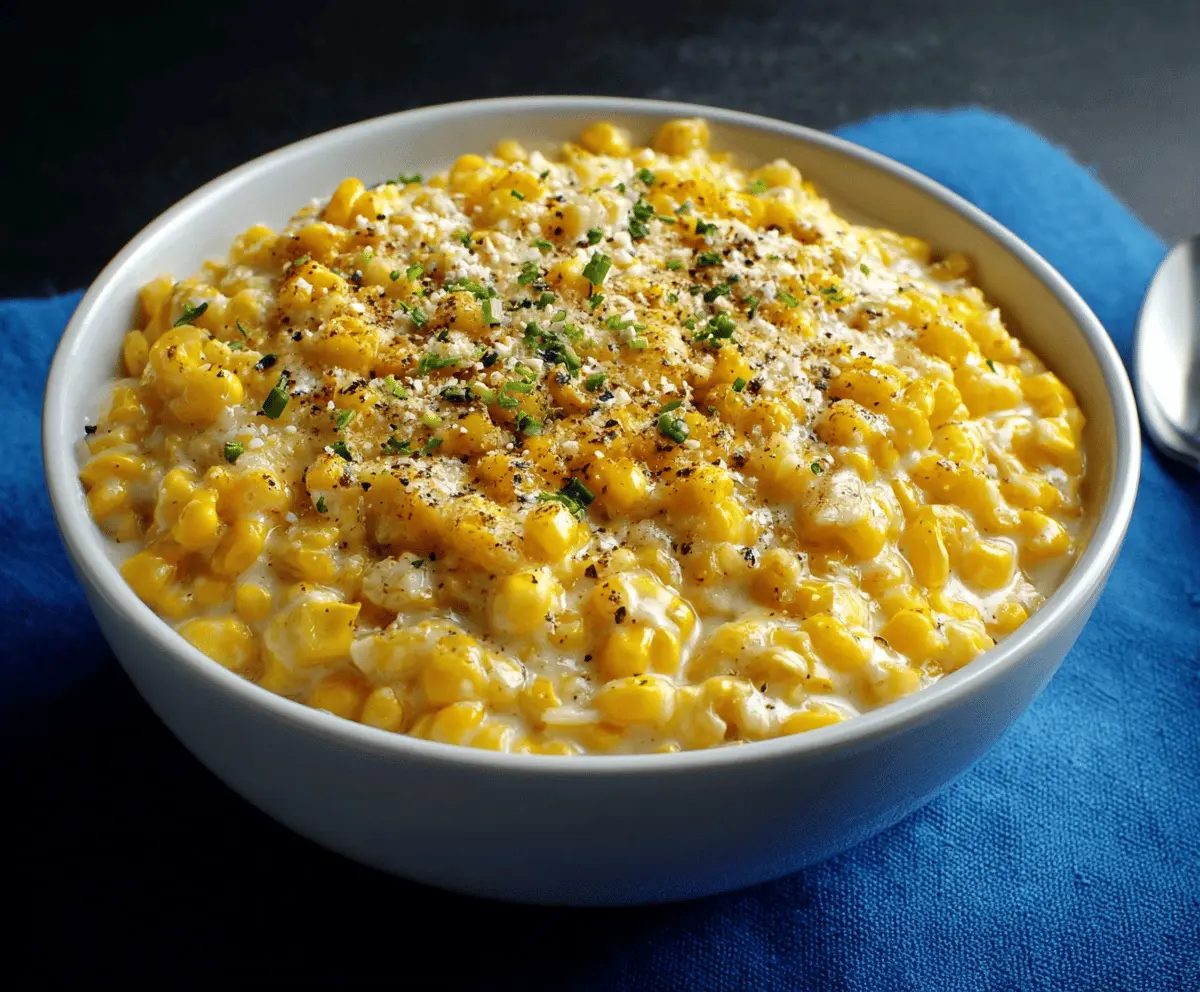 Delicious creamy creamed corn served in a rustic bowl, perfect for a comforting side dish.