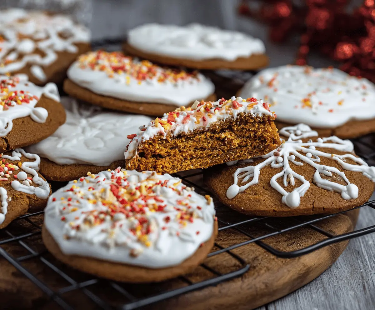 Delicious frosted gingerbread cookies decorated with festive icing for holiday celebrations