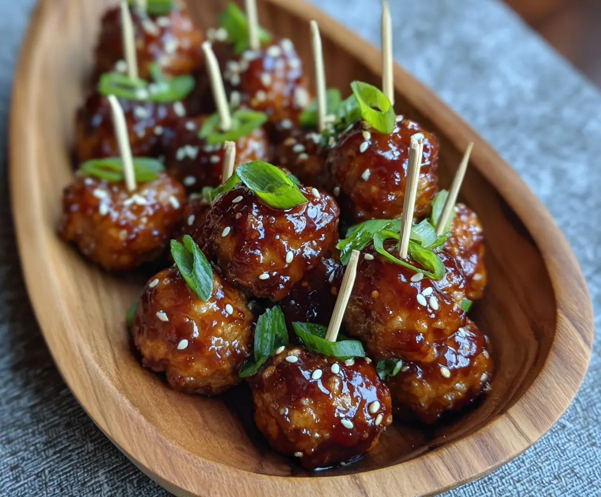 Delicious ginger glazed turkey meatball bites served on a white plate, perfect for appetizers.