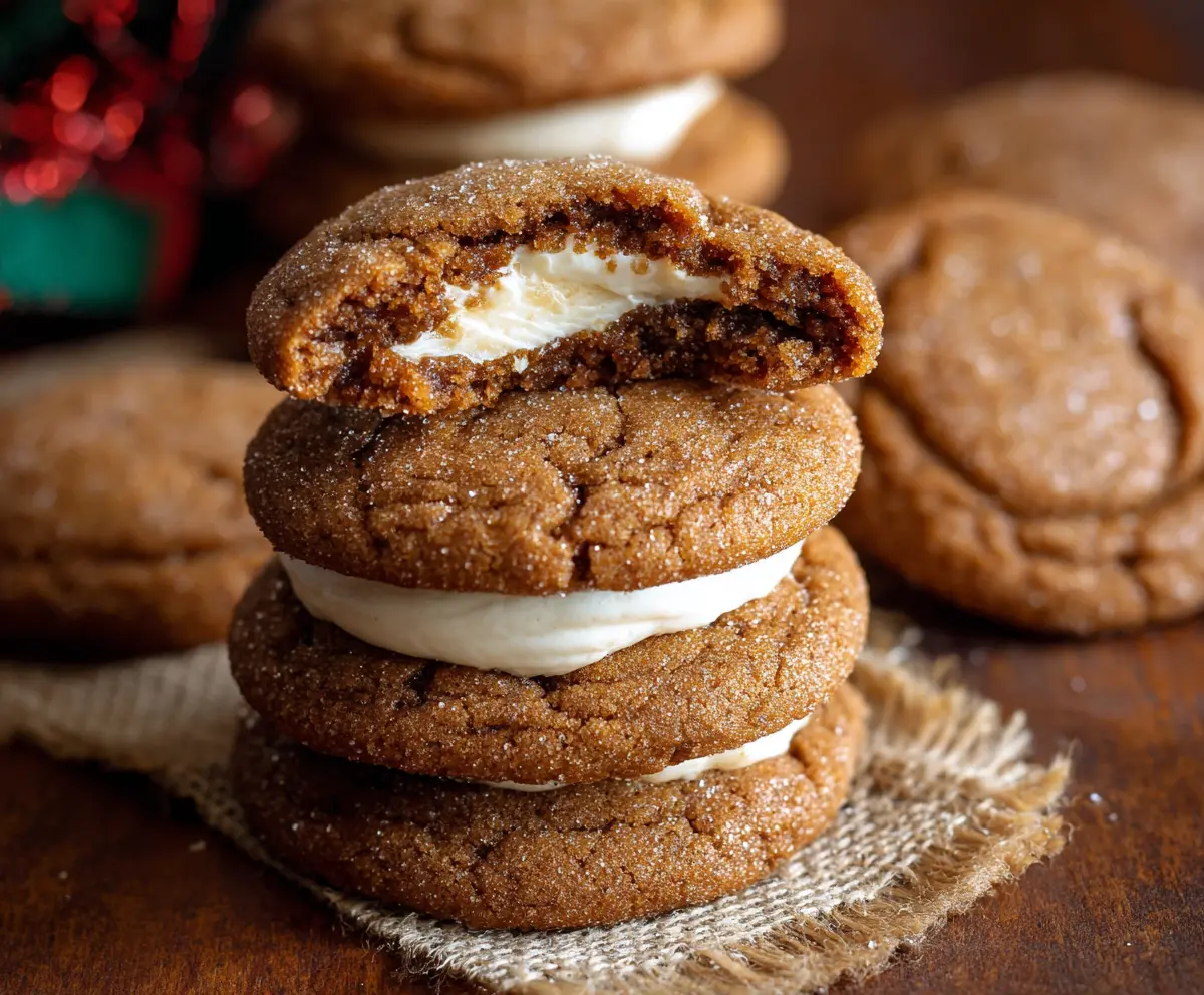Delicious gingerbread cheesecake cookies with a festive holiday look and warm spices.