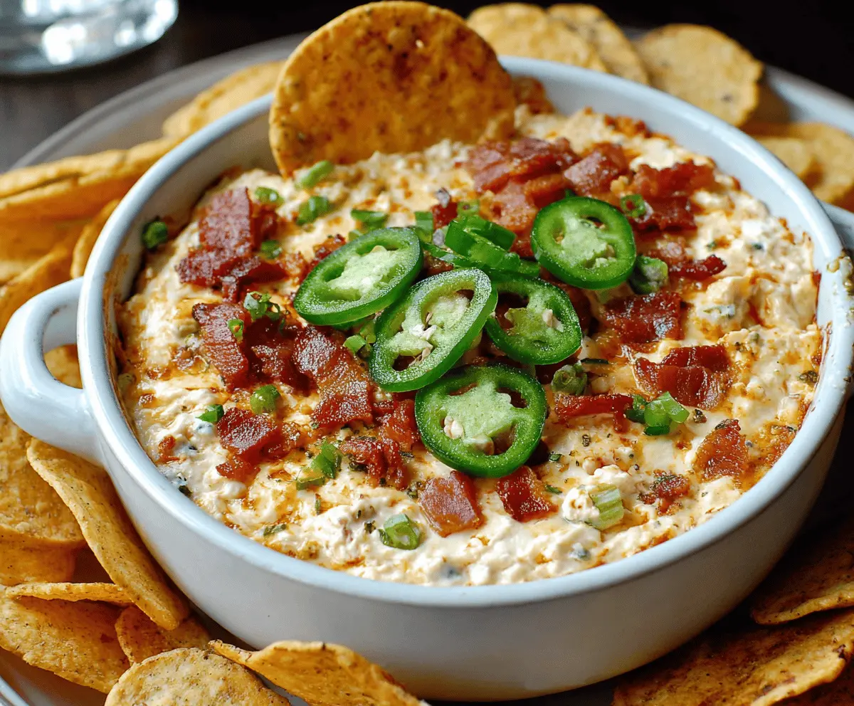 Creamy jalapeño popper dip garnished with shredded cheese and fresh cilantro for a spicy appetizer.