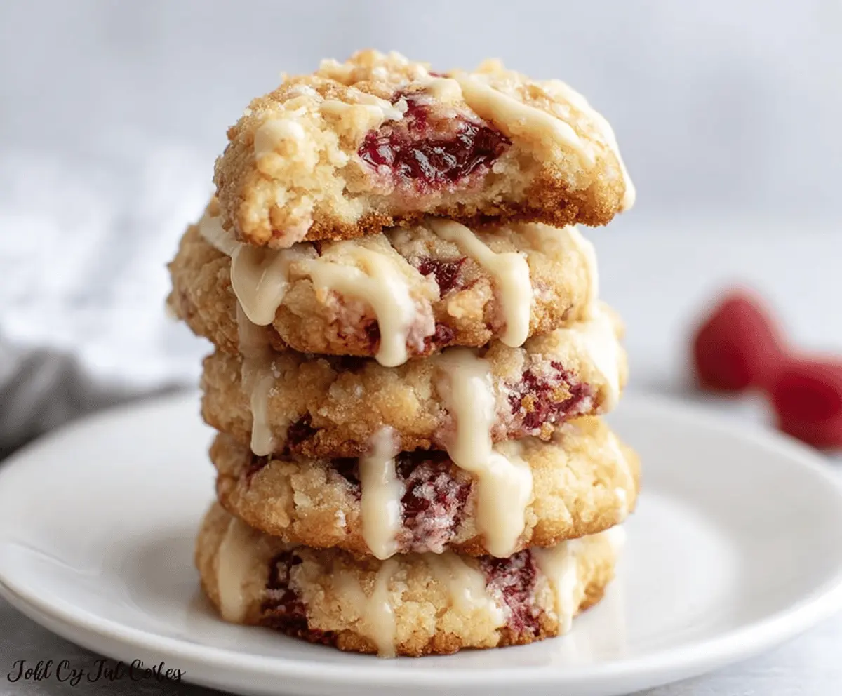 Delicious Low Carb Raspberry Cheesecake Cookies on a white plate with fresh raspberries