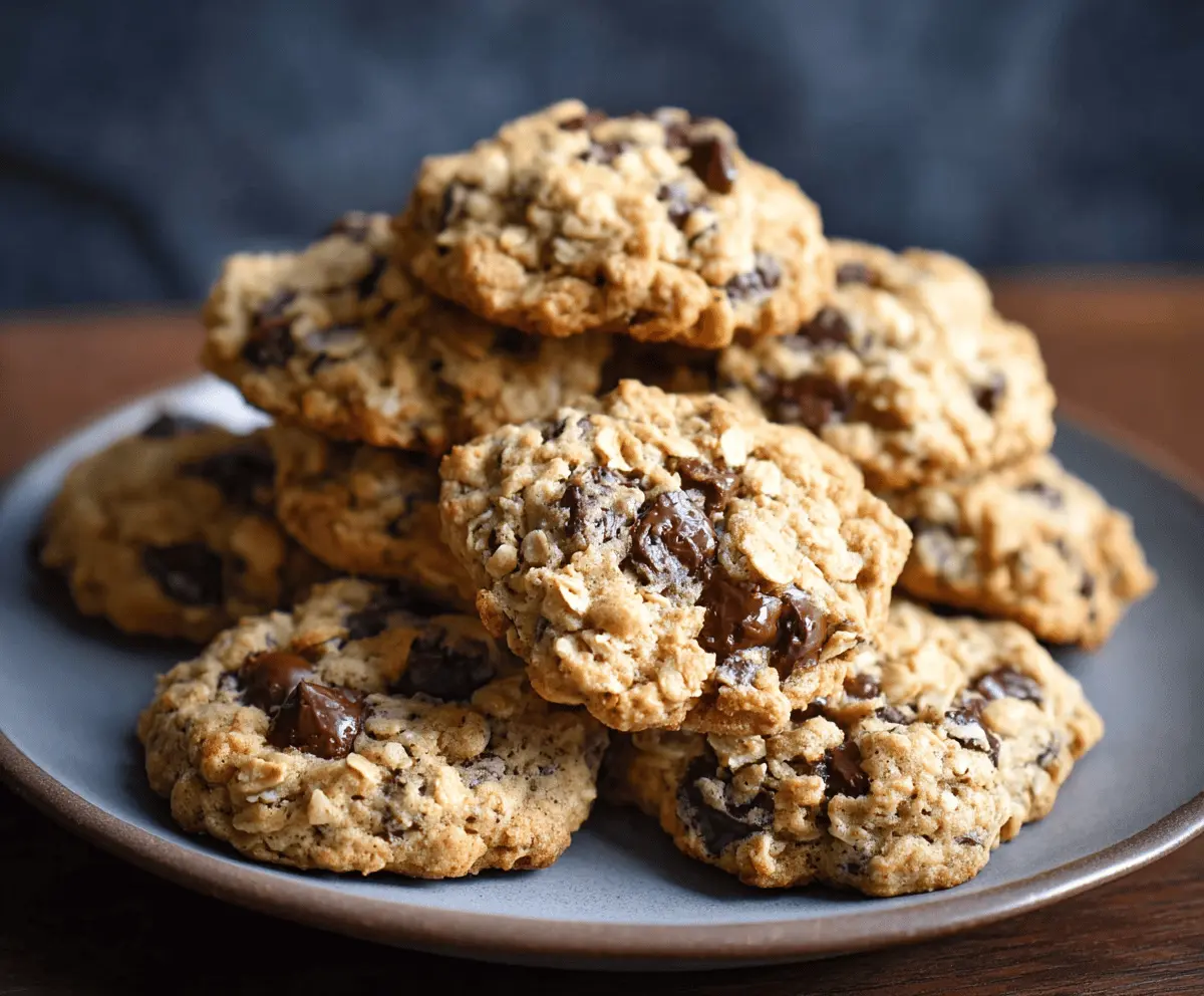 Delicious homemade oatmeal chocolate chip cookies on a baking tray, perfect for snack time.