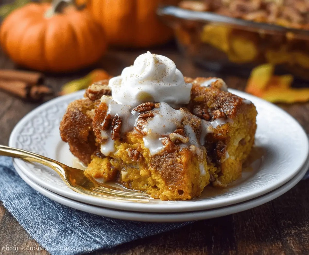 Grilled pumpkin spice French toast casserole topped with whipped cream and cinnamon for a festive breakfast.