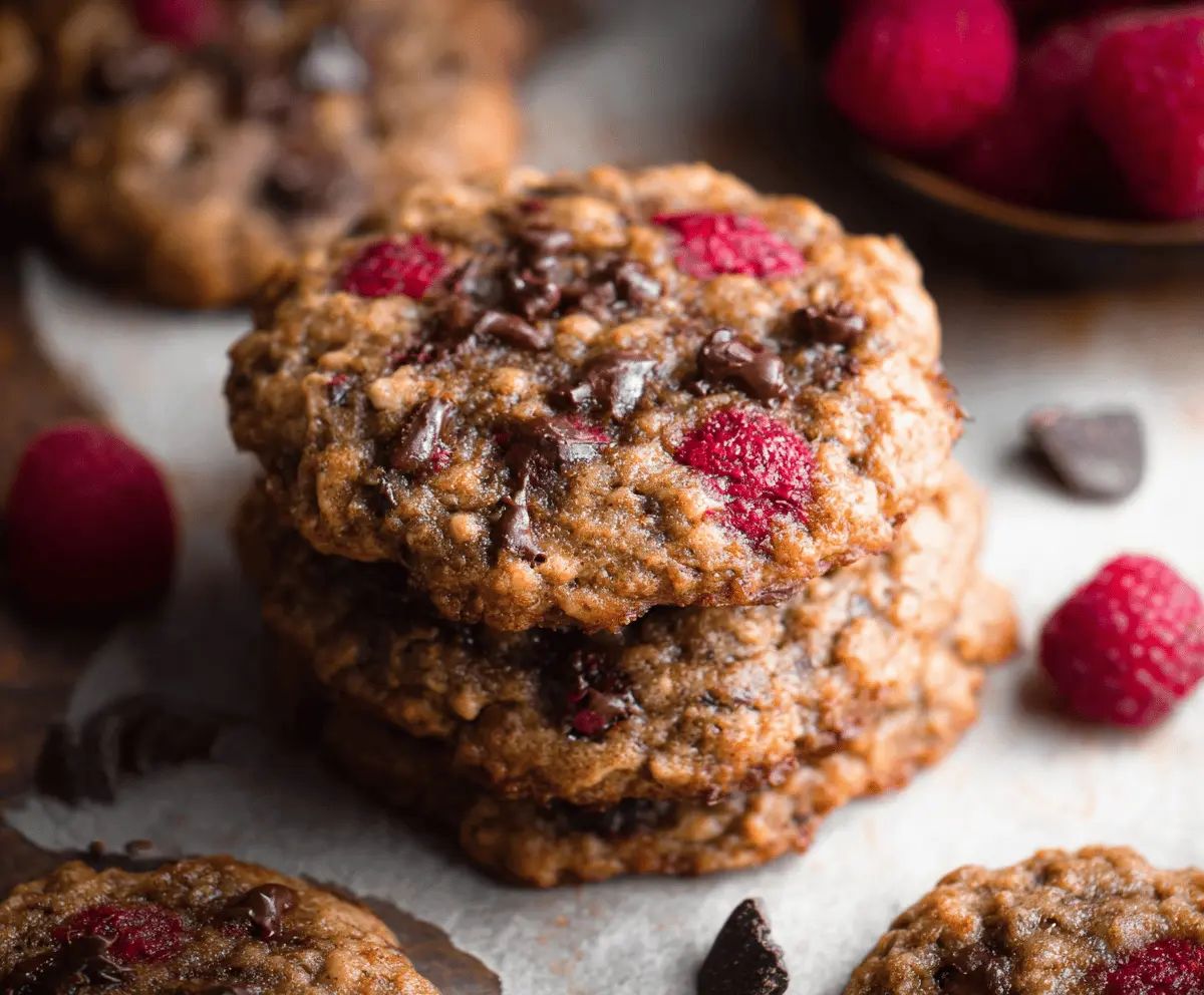 Raspberry Chocolate Oatmeal Cookies