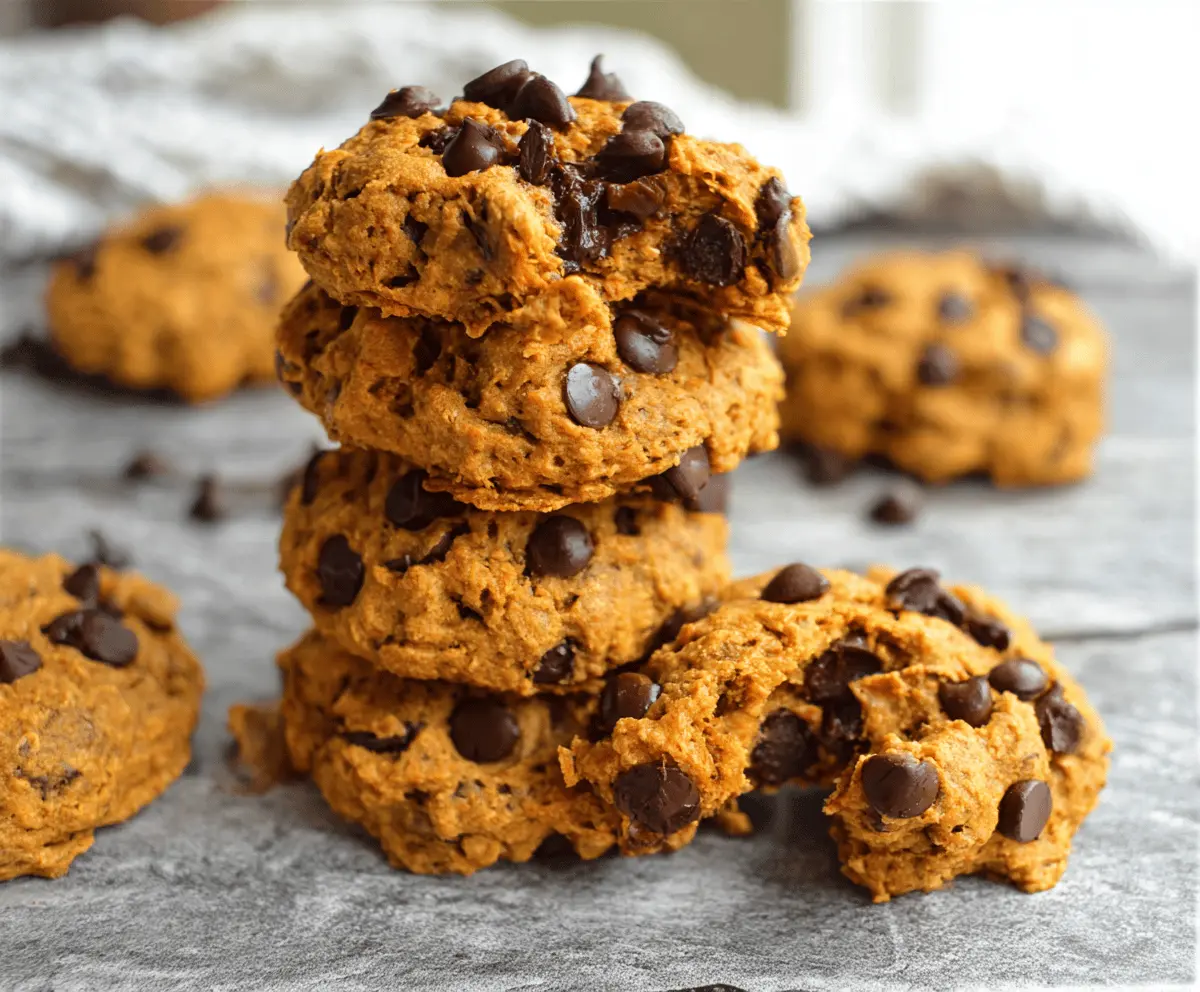 Delicious sweet potato chocolate chip cookies, fresh out of the oven with gooey chocolate chips.