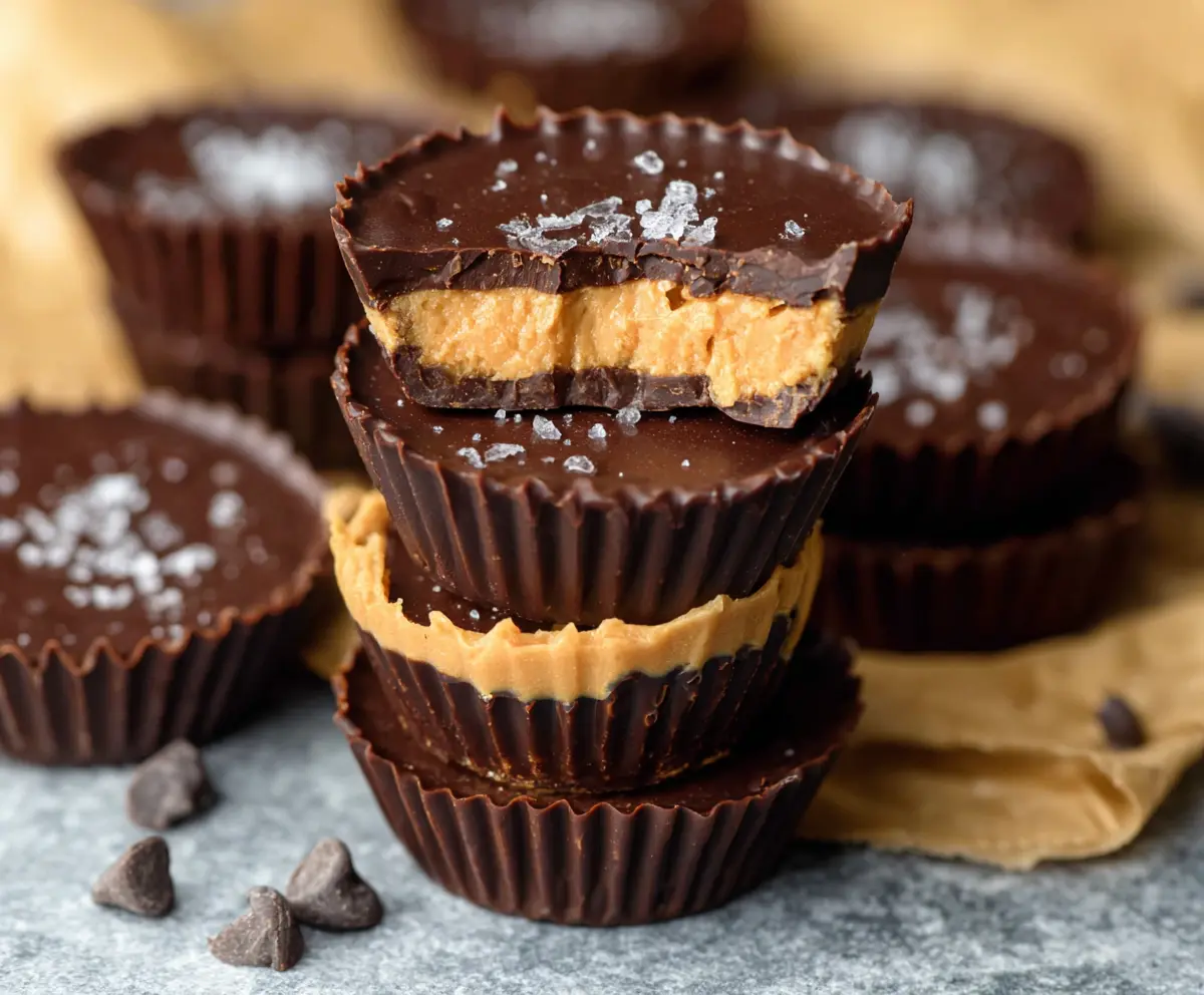 Delicious homemade Peanut Butter Protein Cups with creamy peanut butter and chocolate coating