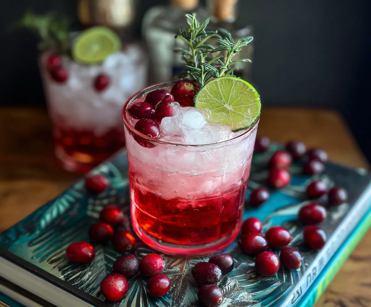 Refreshing Spiced Cranberry Gin and Tonic cocktail garnished with fresh cranberries and a cinnamon stick.