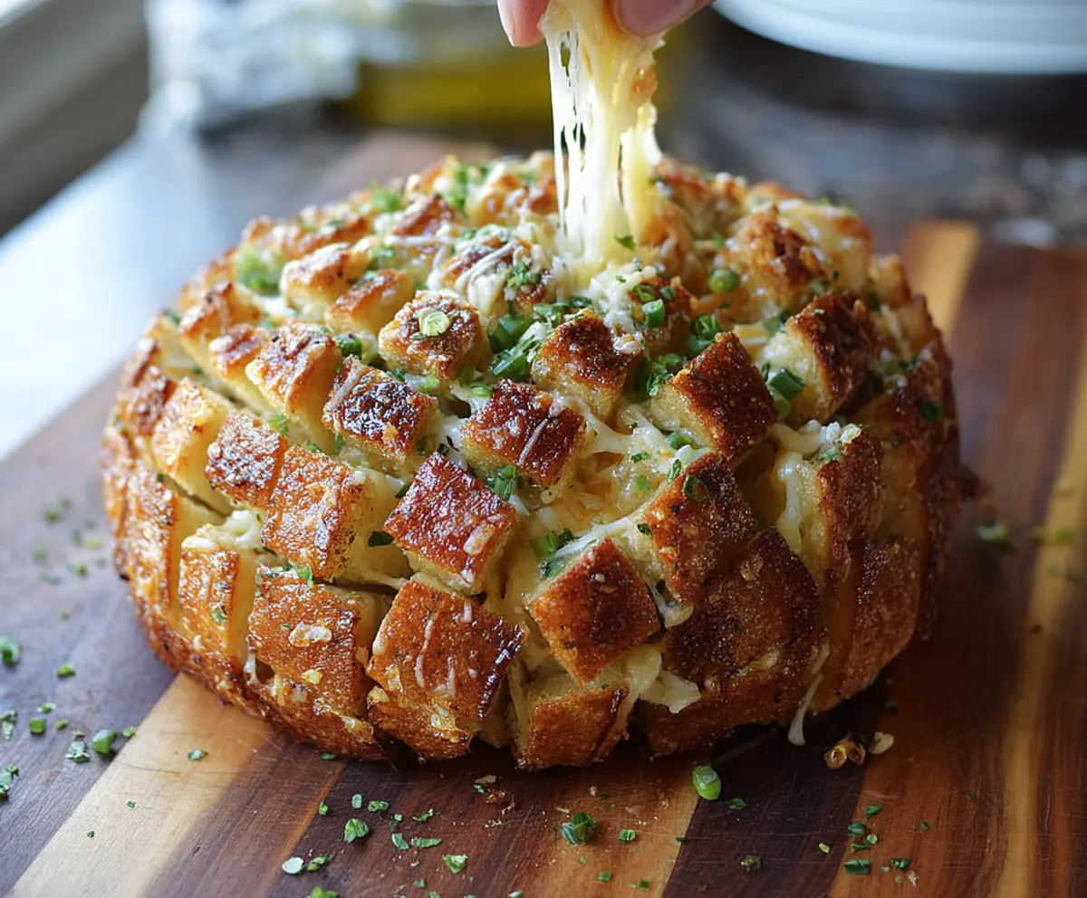 Delicious Bloomin Onion Parmesan Bread served on a plate, crispy and golden with melted cheese.