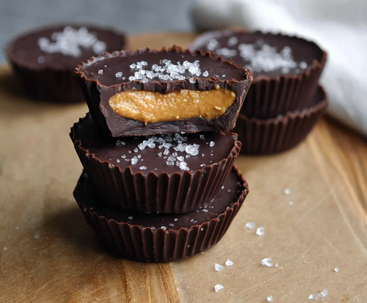 Delicious dark chocolate peanut butter cups, homemade treat with rich chocolate and creamy peanut butter filling