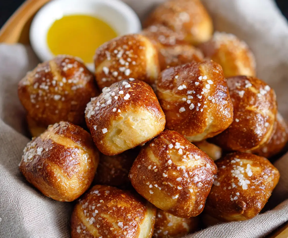 Delicious yeast-free sourdough discard pretzel bites on a plate, perfect for snack time.