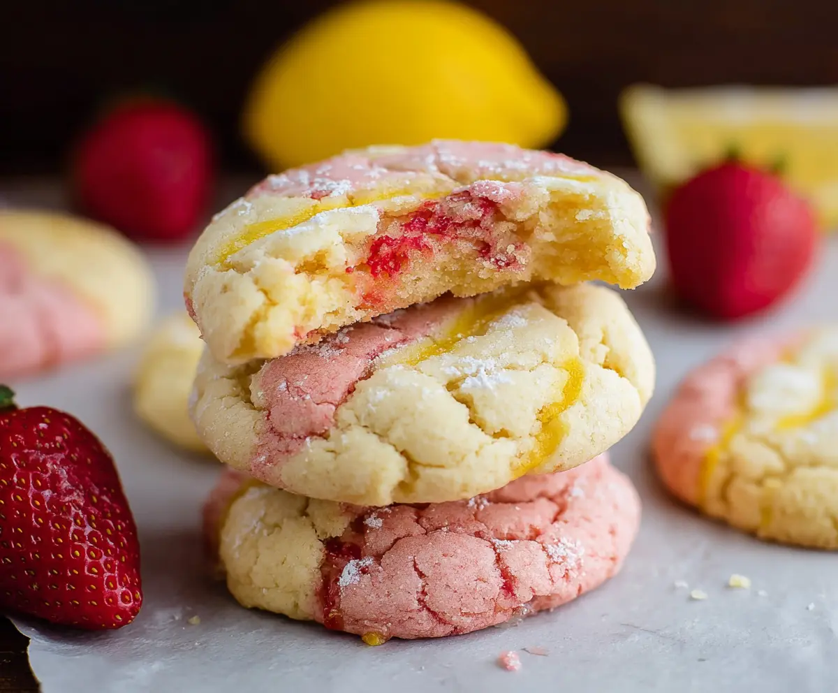 Delicious Lemon Strawberry Cookies on a plate, showcasing a vibrant citrus and berry flavor combination.