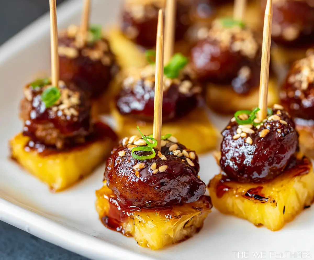 Delicious sausage and pineapple bites served as appetizers for parties.