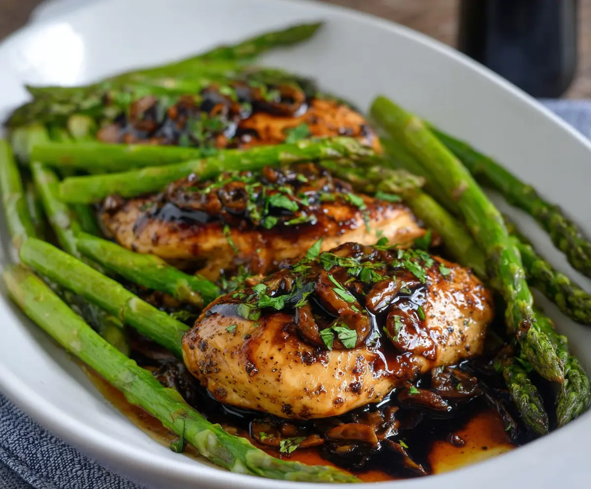 Delicious Balsamic Chicken with Fresh Asparagus on a Plate