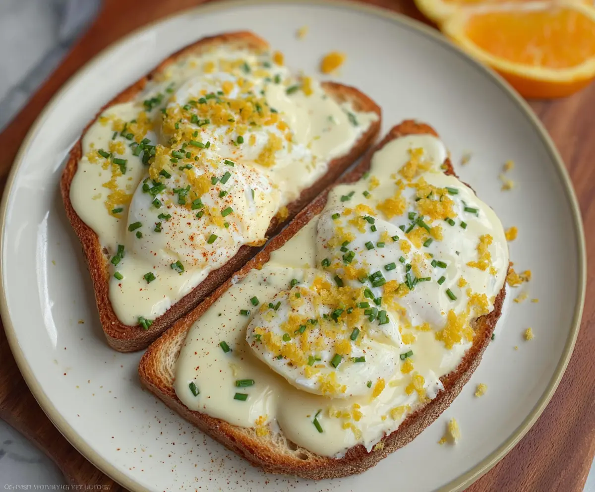 Delicious creamed eggs served on toasted bread, perfect for breakfast or brunch.
