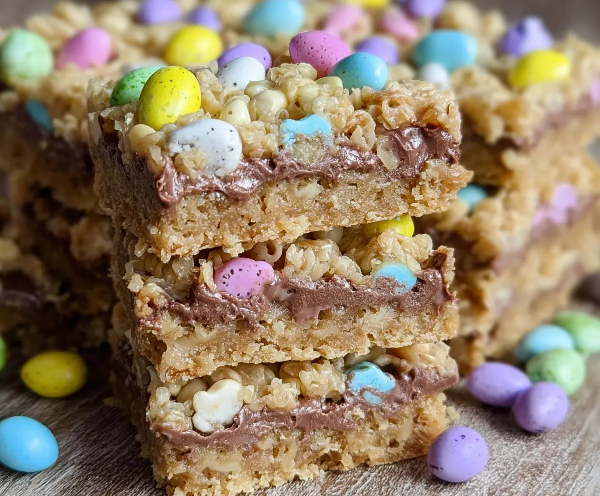 Easter Goody Bars with colorful toppings and festive decorations for a holiday treat