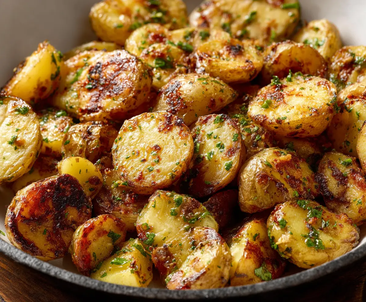 Golden roasted Ranch Potatoes with crispy edges and flavorful seasoning served as a delicious side dish.