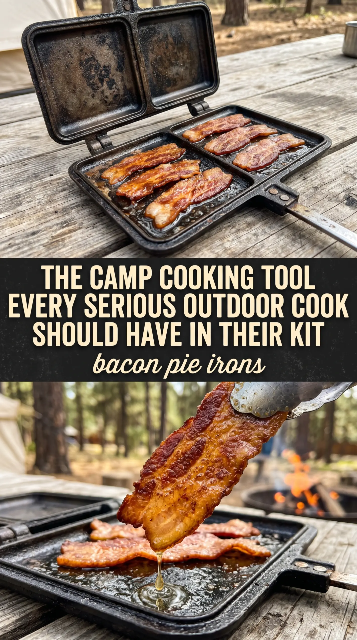 bacon pie irons cooked tender