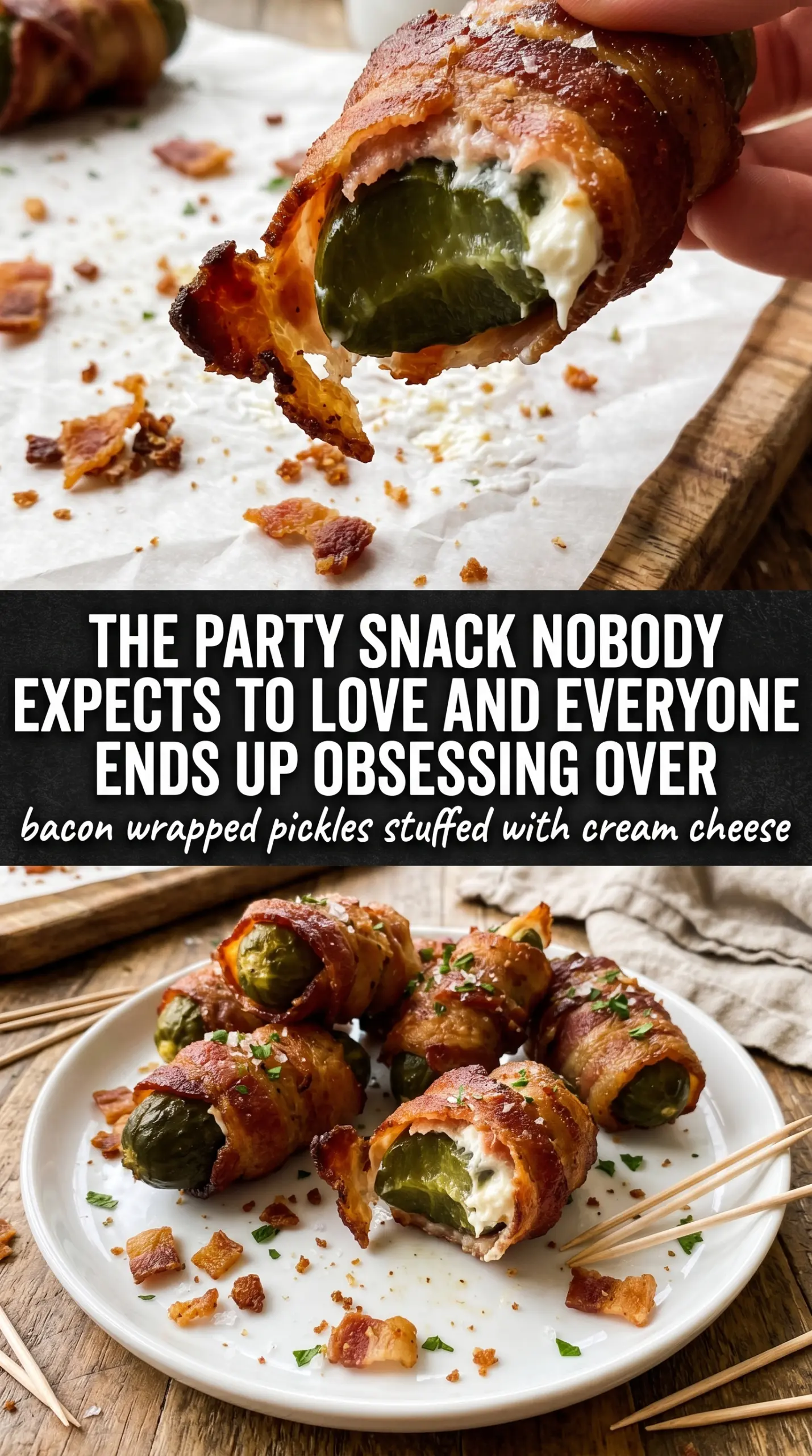 Bacon Wrapped Pickles Stuffed With Cream Cheese crispy tangy savory