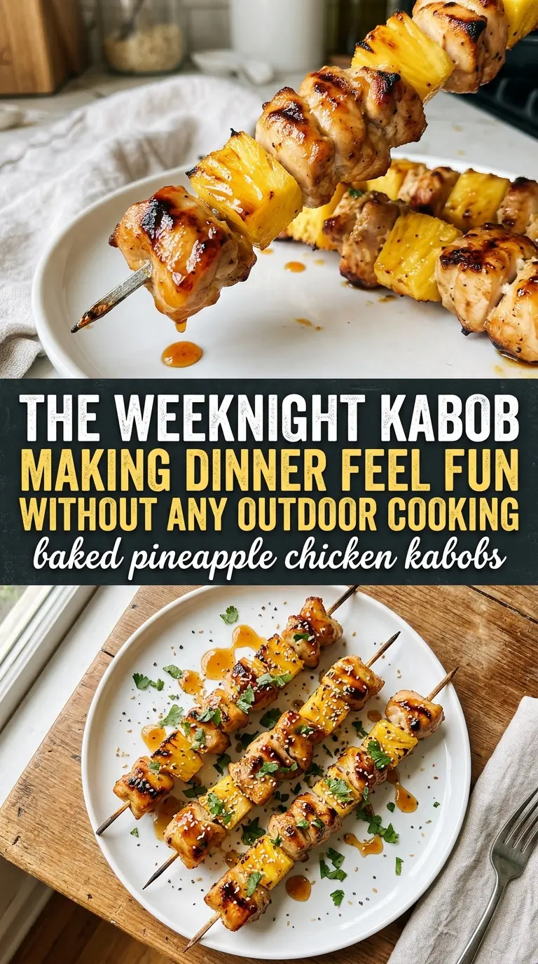 Baked Pineapple Chicken Kabobs caramelized juicy tropical skewers