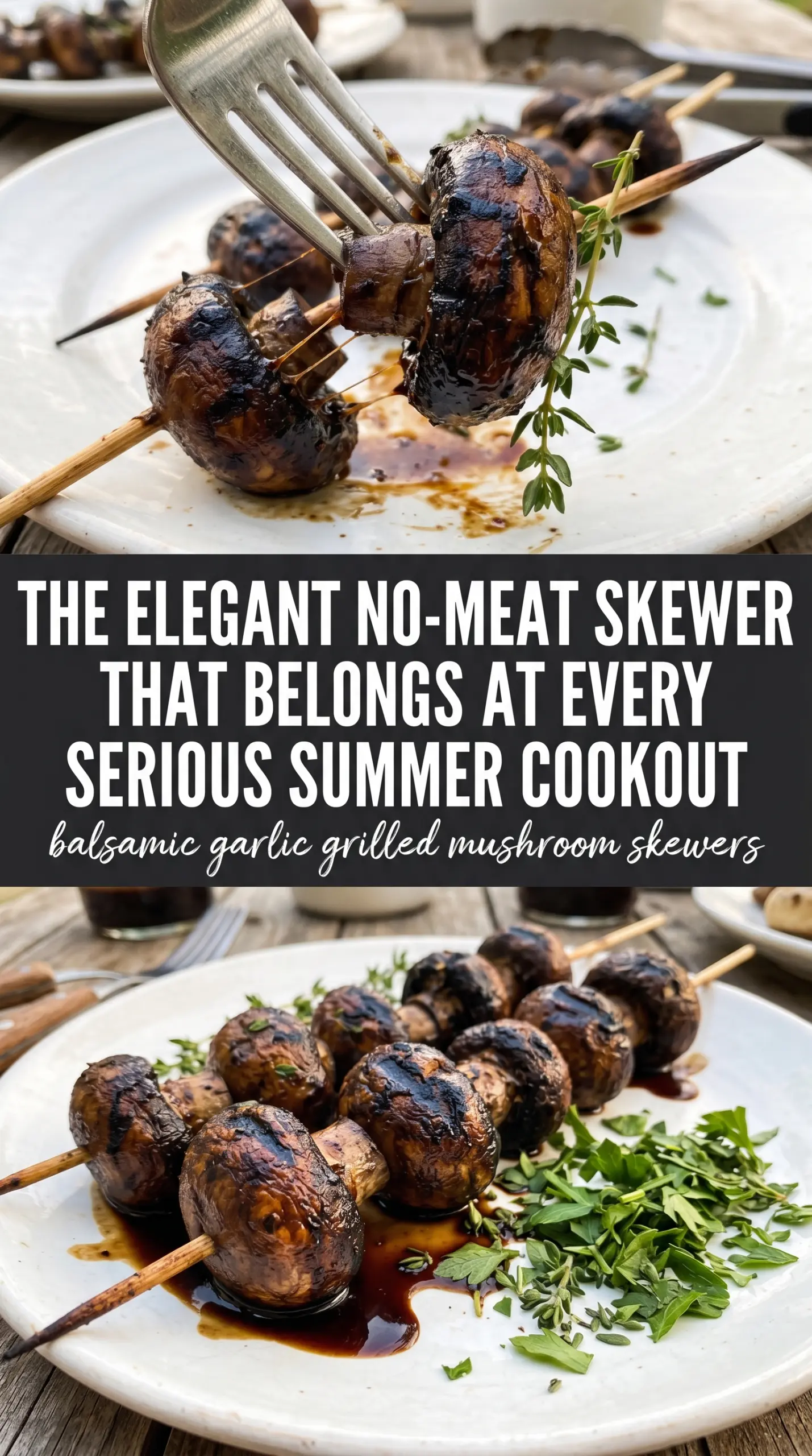 Balsamic Garlic Grilled Mushroom Skewers grilled mushrooms balsamic glaze