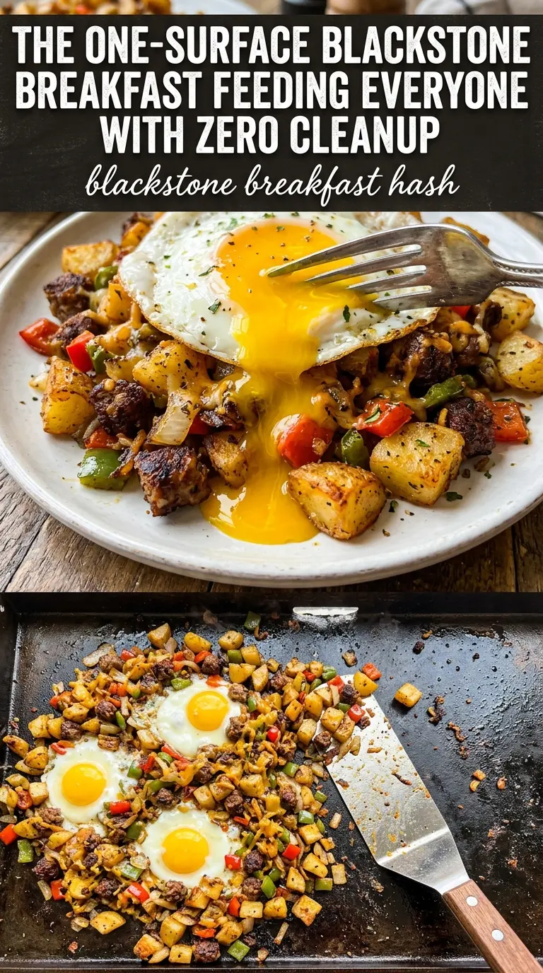 Blackstone Breakfast Hash crispy sausage egg yolk