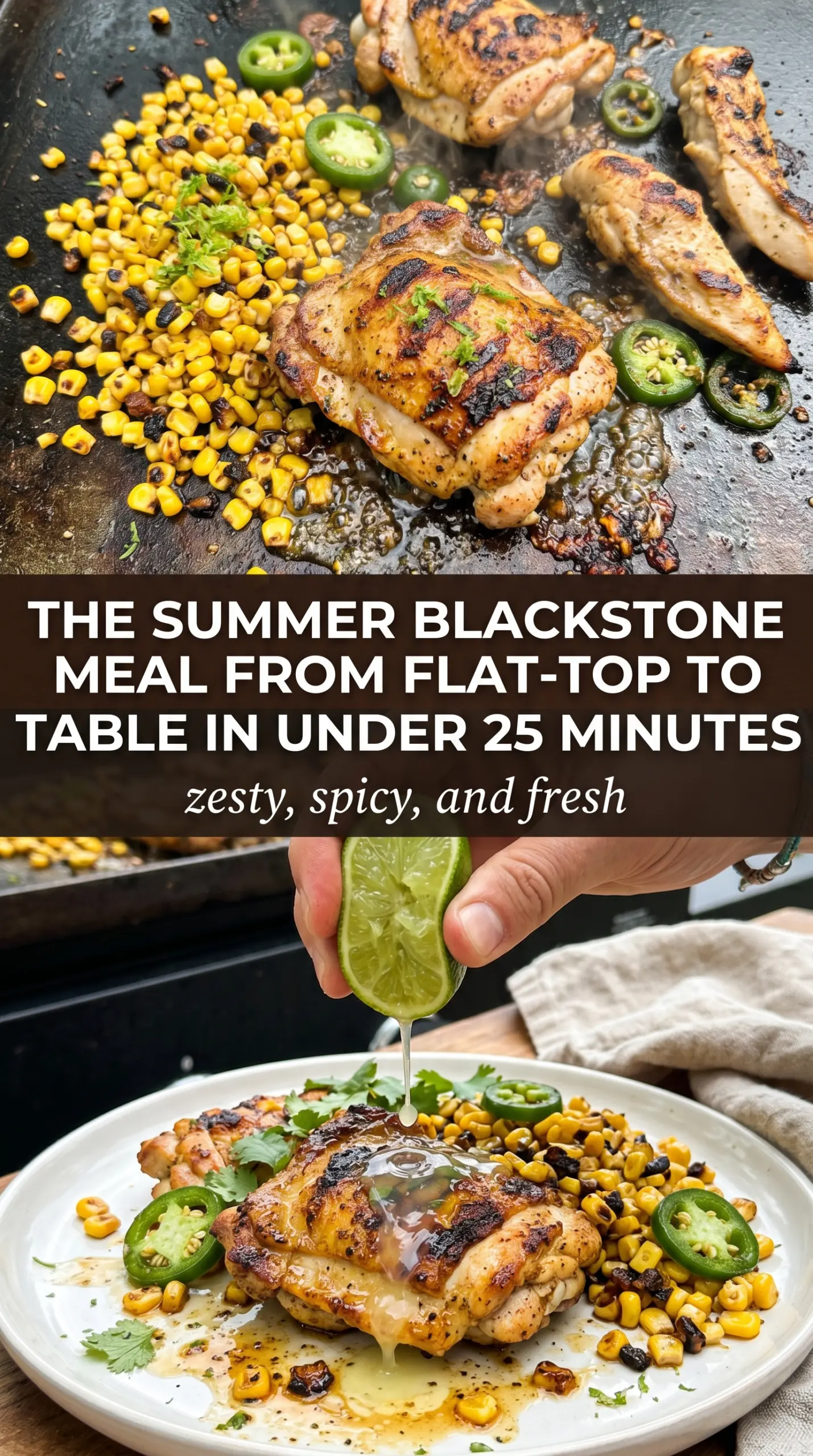 Blackstone jalapeño lime chicken and corn, charred, zesty, griddle-cooked