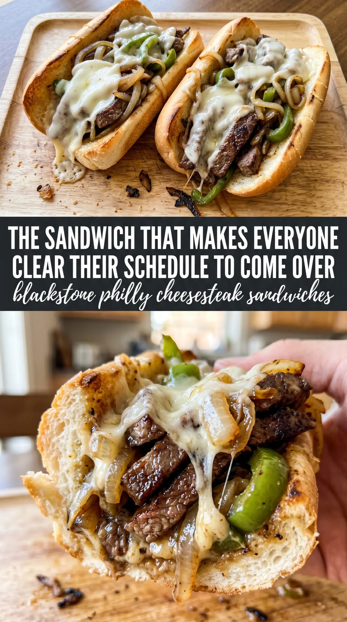 Blackstone Philly Cheesesteak Sandwiches, melty, toasted, savory