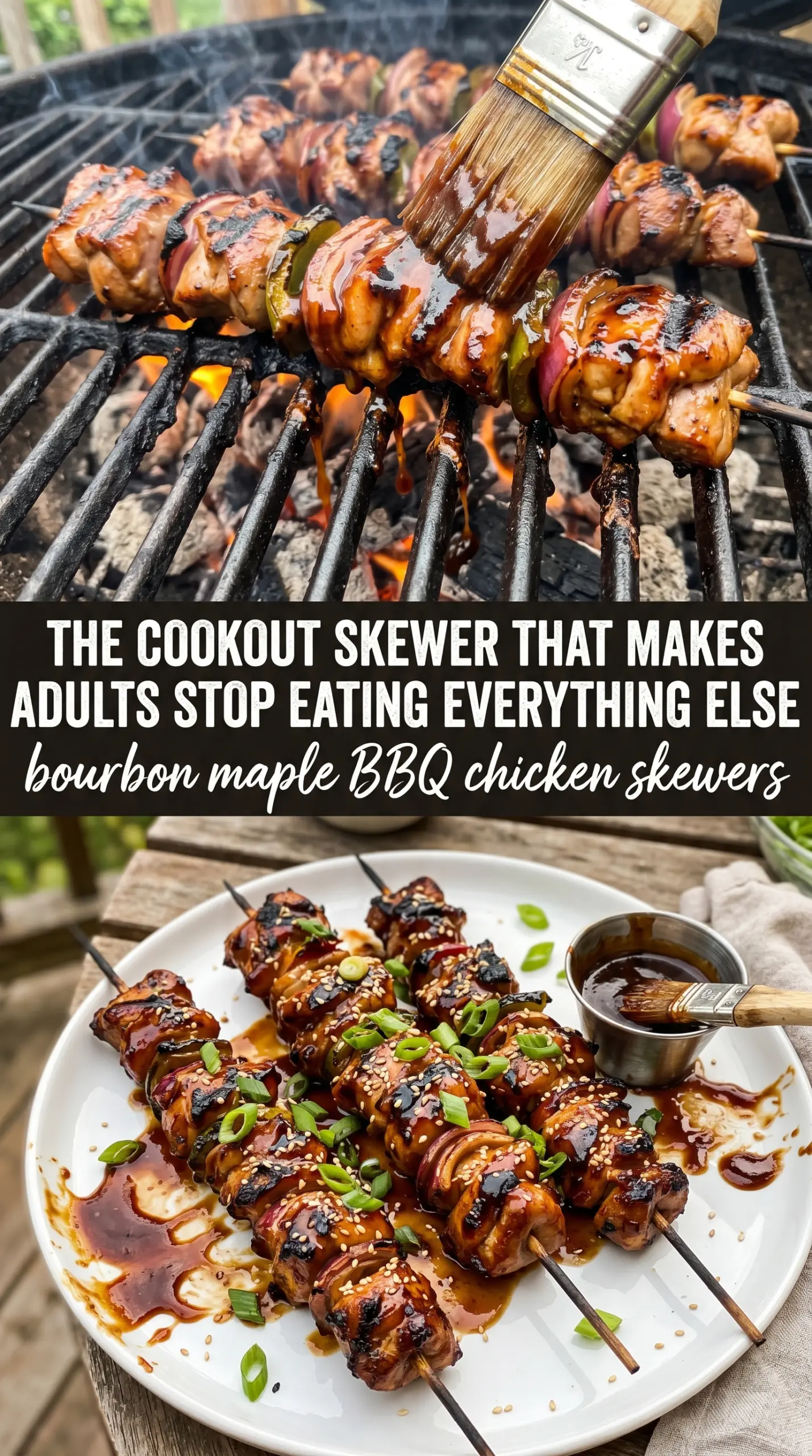 bourbon maple bbq chicken skewers cooked grilled