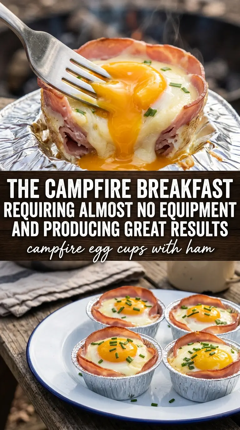 campfire egg cups with ham cooked tender