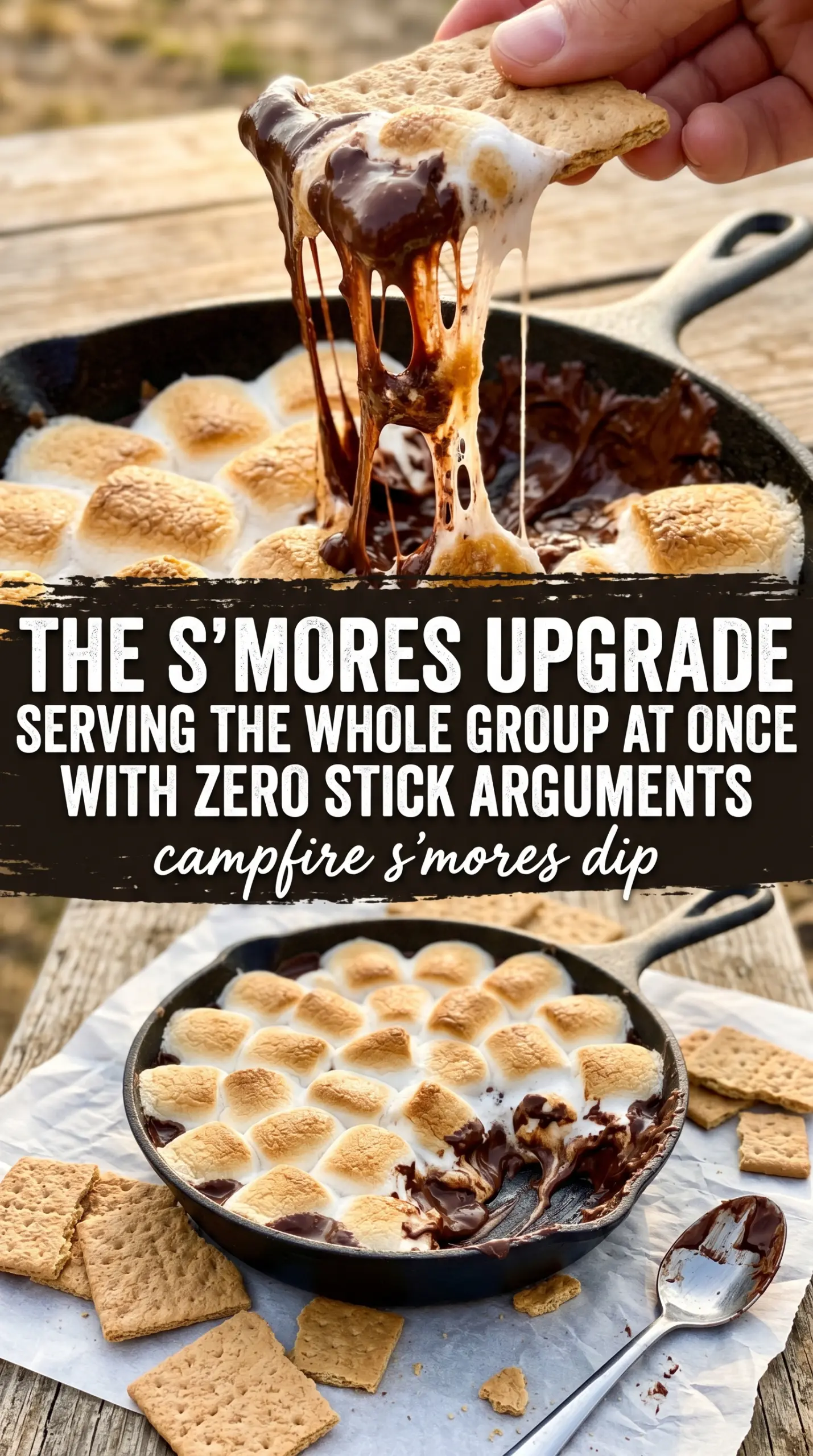 Campfire S'mores Dip melted chocolate toasted marshmallows