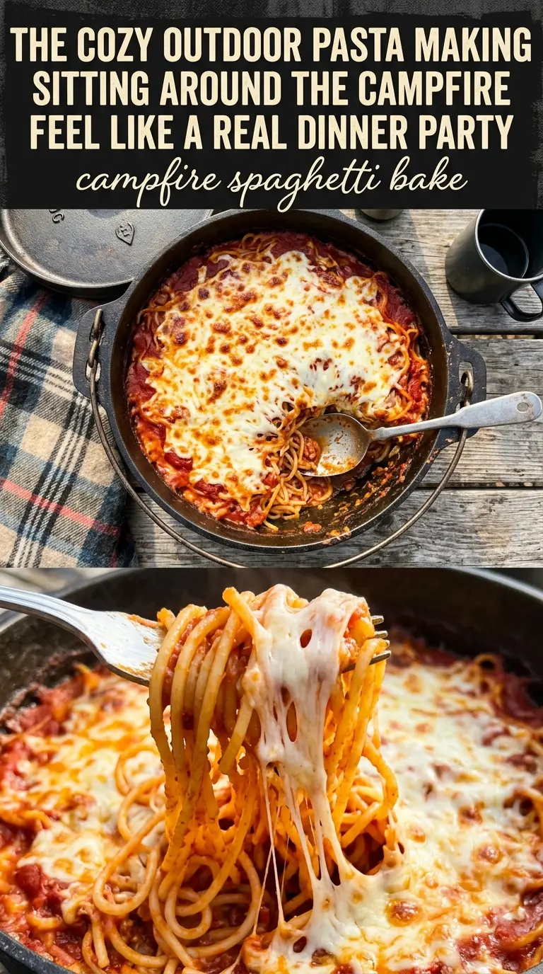 campfire spaghetti bake cooked tender