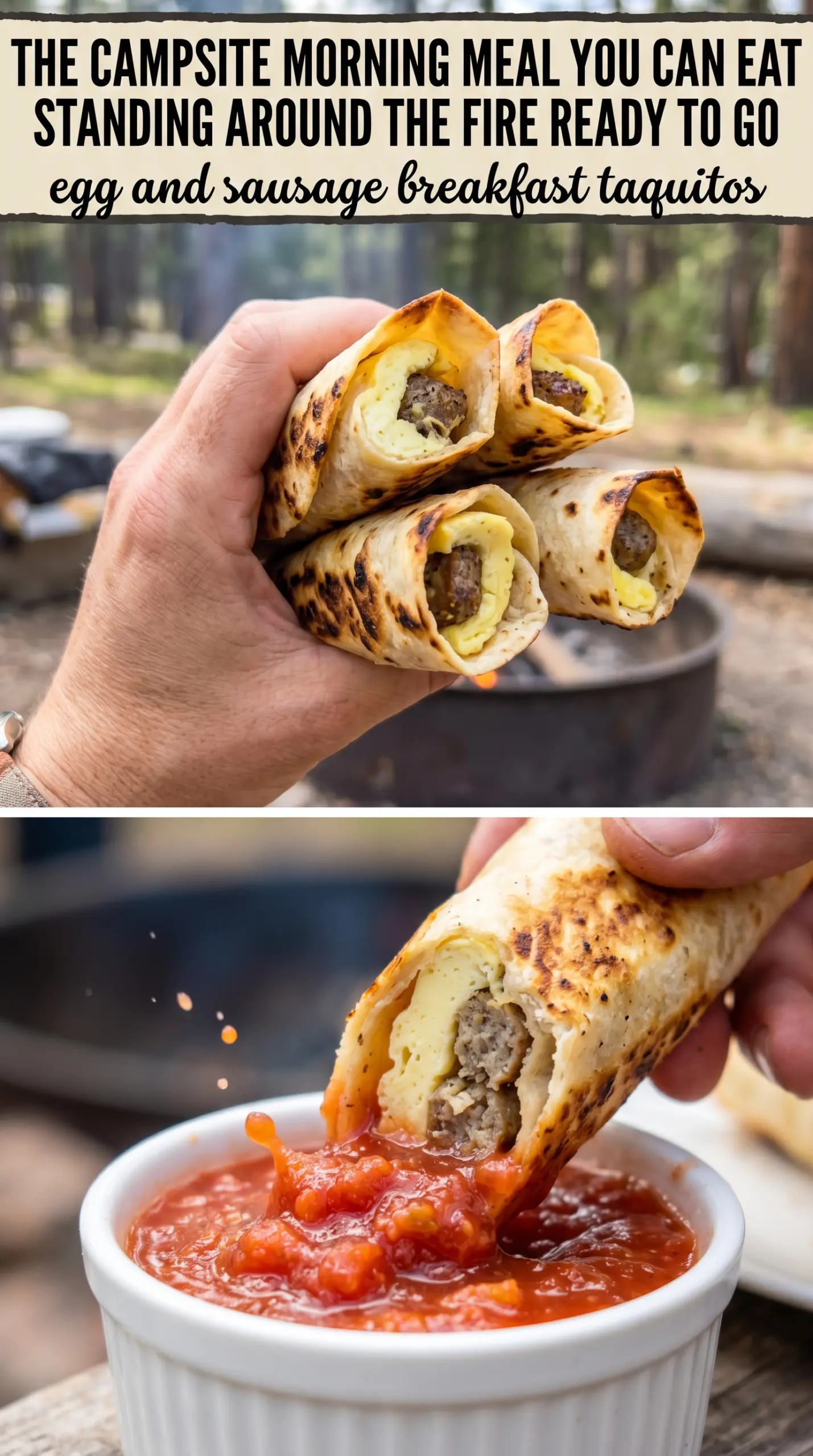 Egg and Sausage Breakfast Taquitos crispy rolled