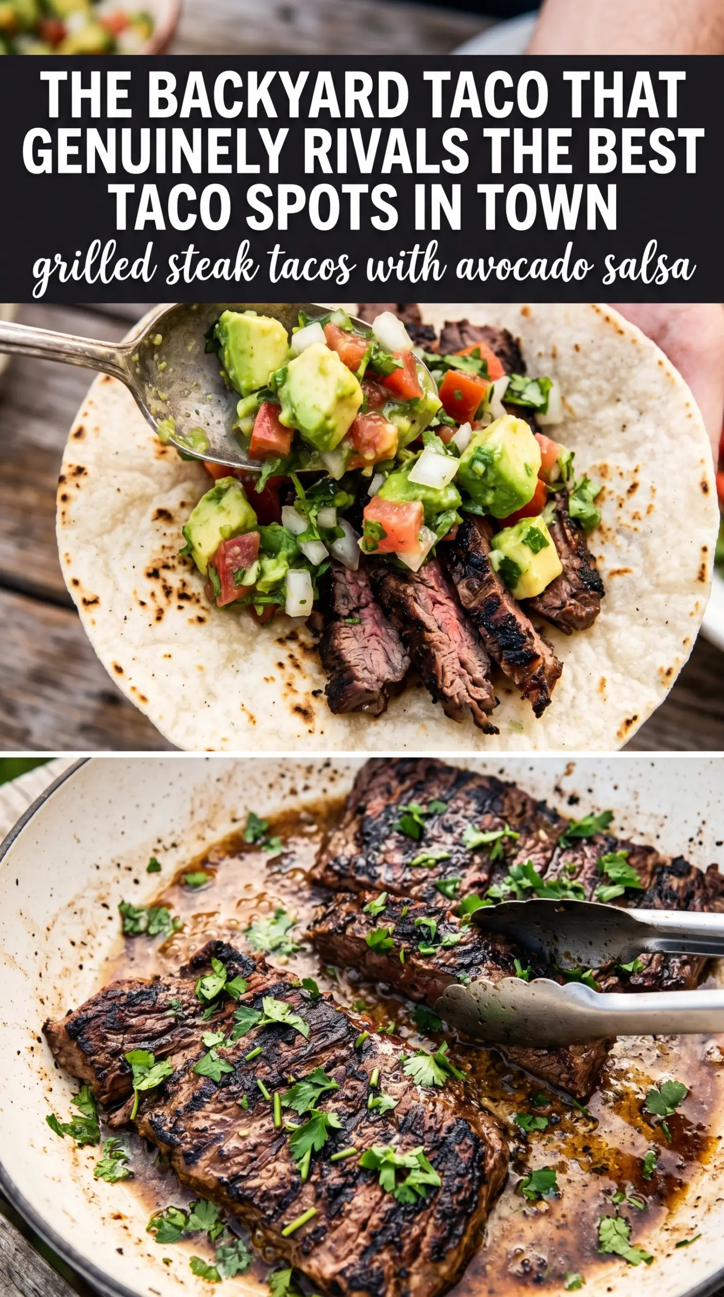 Grilled Steak Tacos with Avocado Salsa smoky avocado lime