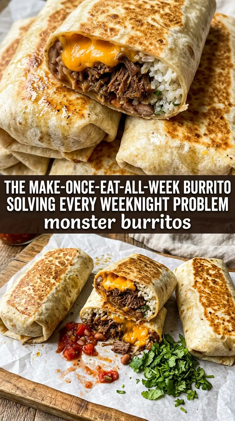 Monster Burritos cross-section, loaded layers, griddle crisp